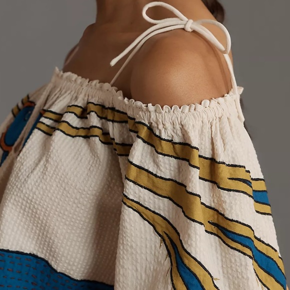 Anthropology STELLA NOVA PEACOCK OFF-THE-SHOULDER BLOUSE - Picture 4 of 7